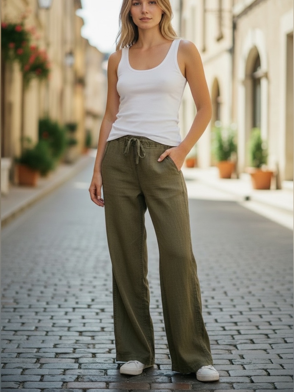 Michael Stars Olive  Summer 💯 Linen Drawstring Pants
